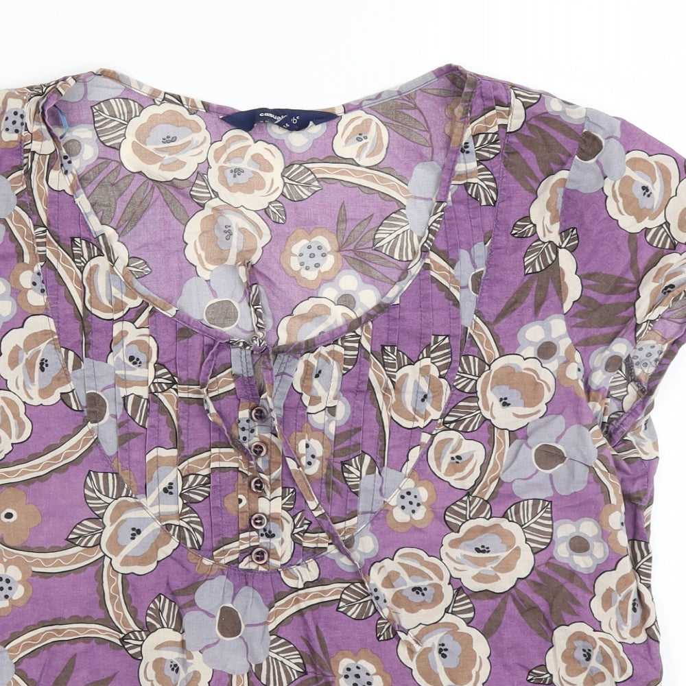 Casual Club Womens Purple Floral  Basic Blouse Size 14