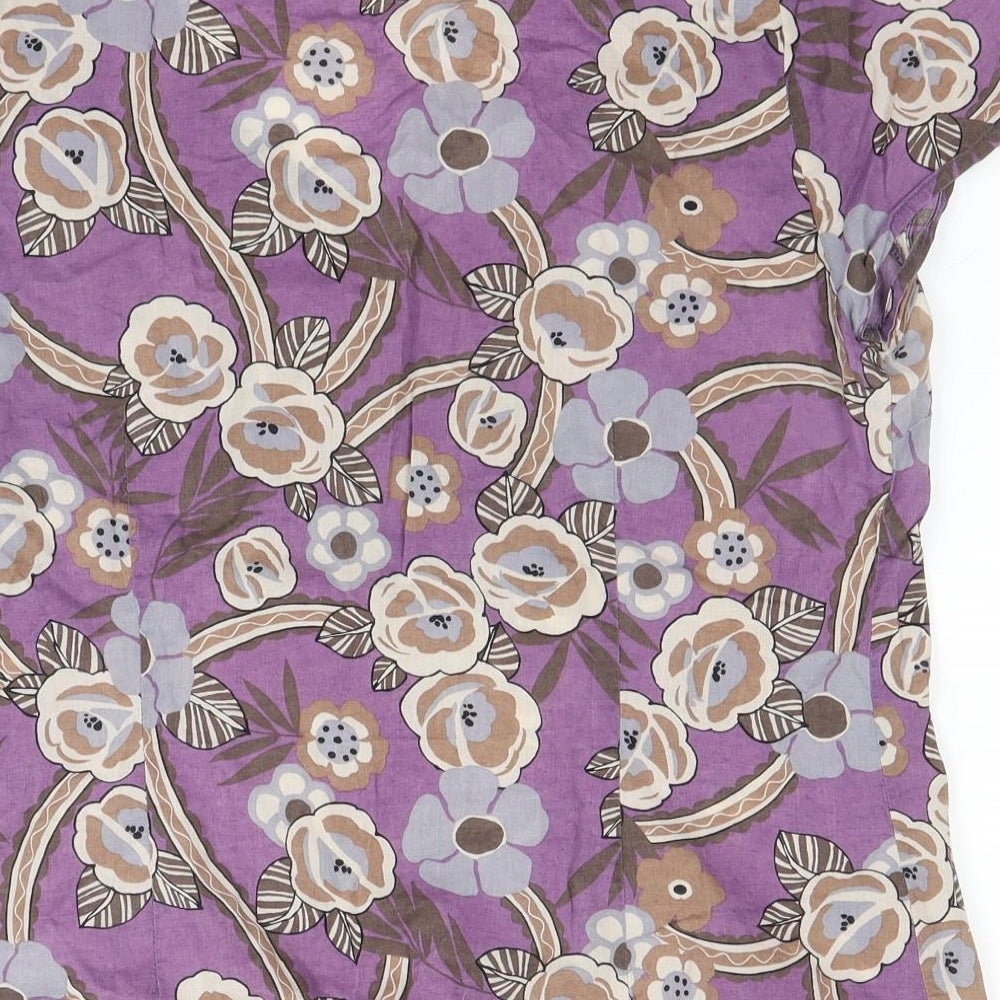 Casual Club Womens Purple Floral  Basic Blouse Size 14