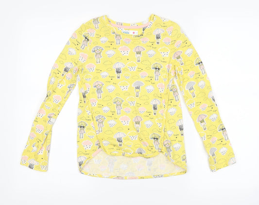 M&Co Girls Yellow   Basic T-Shirt Size 8-9 Years  - rain