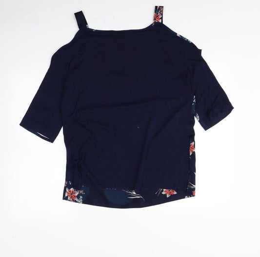 m&S Womens Blue Floral  Basic Blouse Size 14