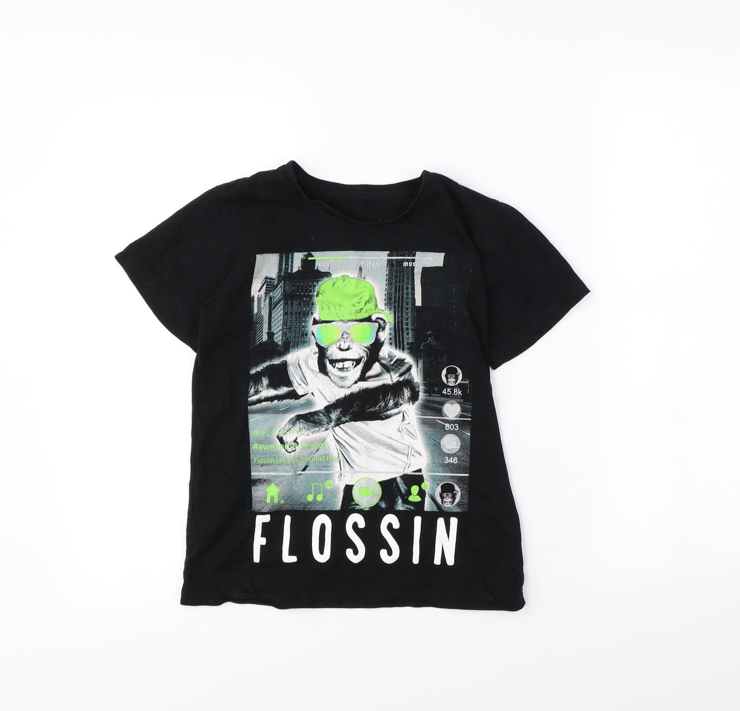 Preworn Boys Black   Basic T-Shirt Size 8 Years