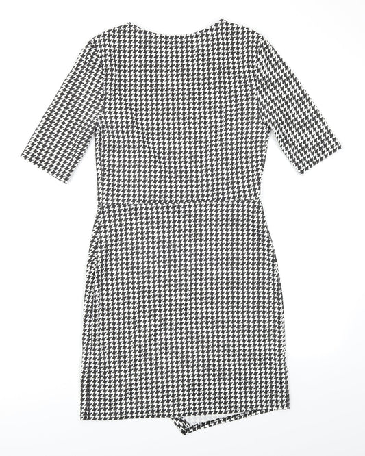 New Look Womens Black Houndstooth  Bodycon  Size 8