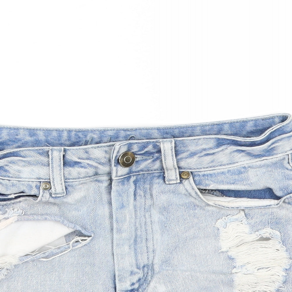 Denim & Co. Womens Blue  Denim Paperbag Shorts Size 8 - Distressed