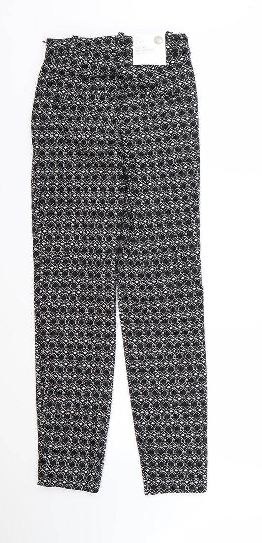H&M Womens Black Geometric  Trousers  Size 6 L26 in