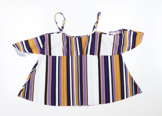 QED London Womens Multicoloured Striped  Basic Blouse Size L