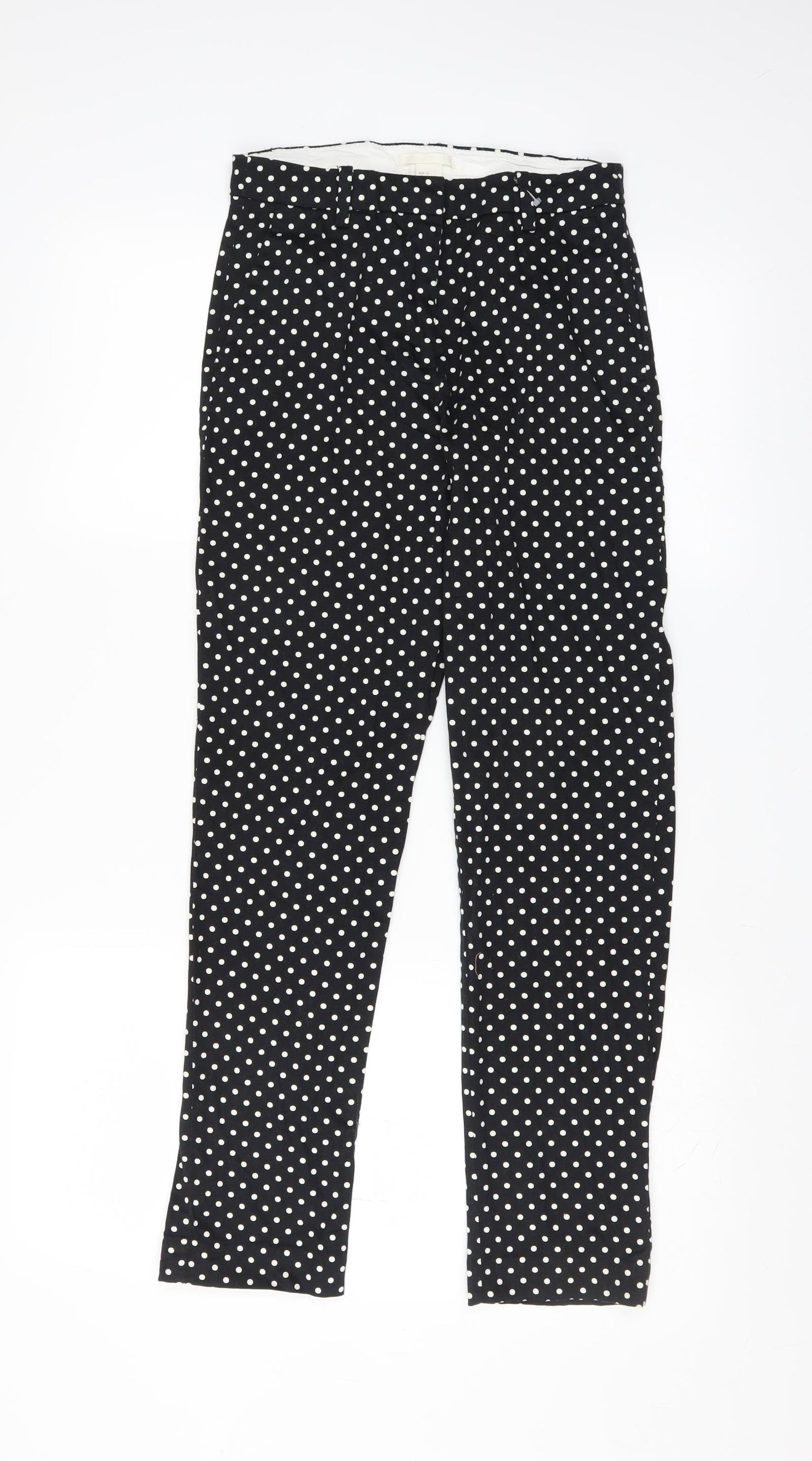 H&M Womens Black Polka Dot  Trousers  Size 8 L27 in