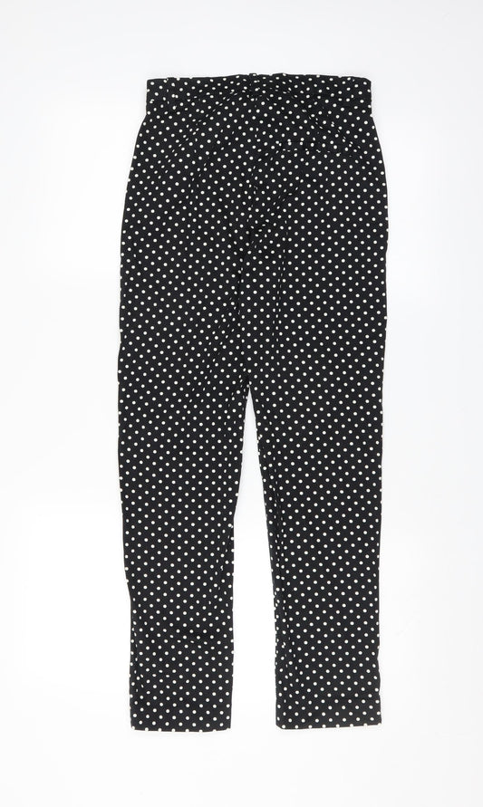 H&M Womens Black Polka Dot  Trousers  Size 8 L27 in