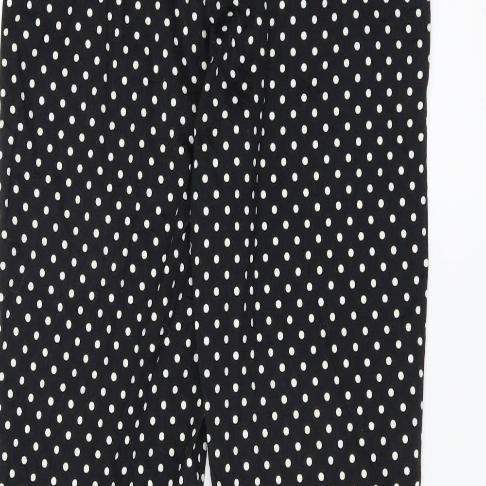 H&M Womens Black Polka Dot  Trousers  Size 8 L27 in
