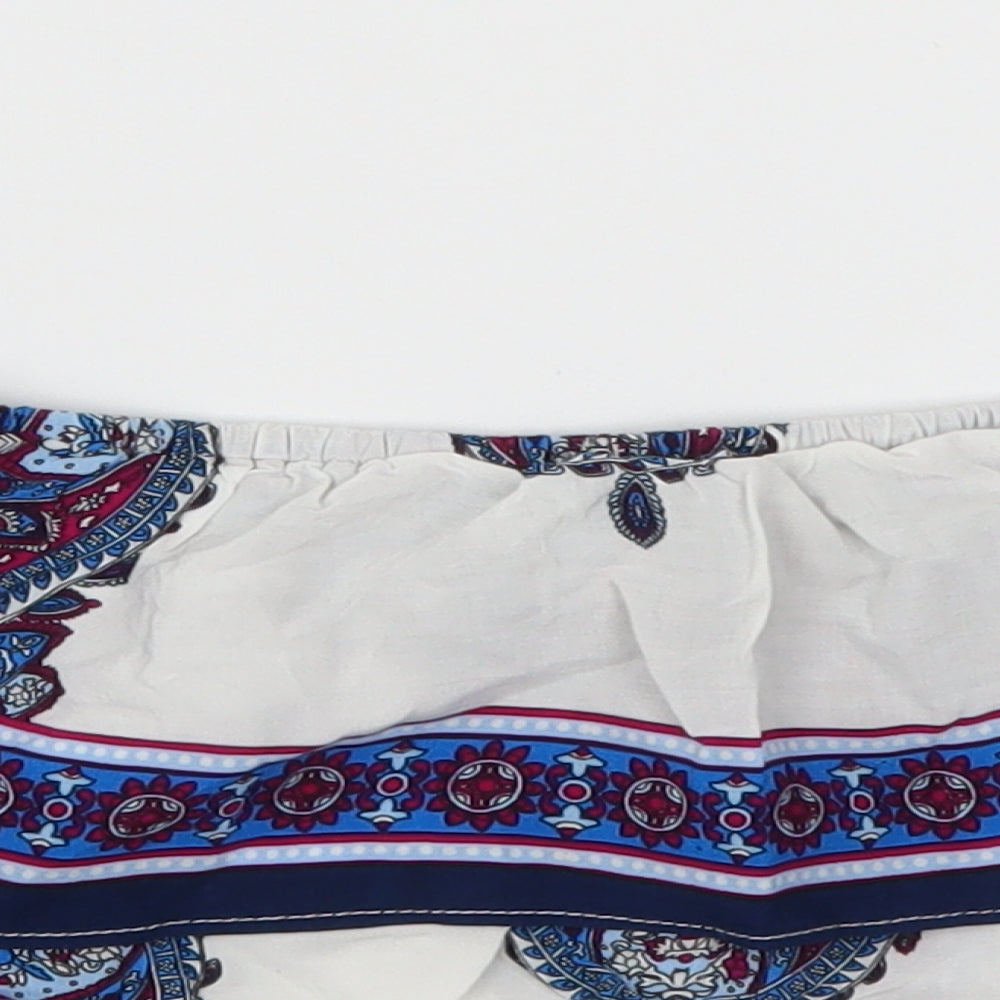 Love & Other Things Womens Blue Geometric  Cropped Tank Size M  - Batik