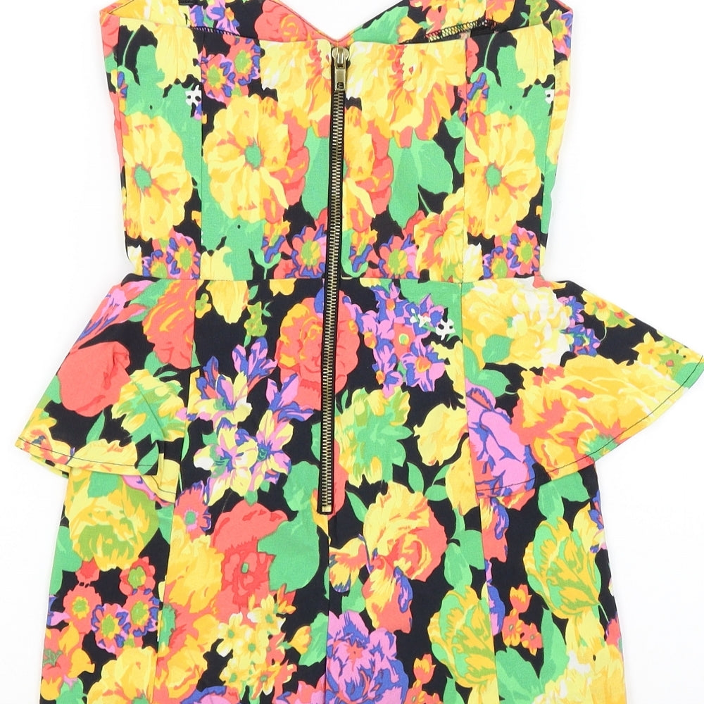 River Island Womens Yellow Floral  Shorts One-Piece Size 6