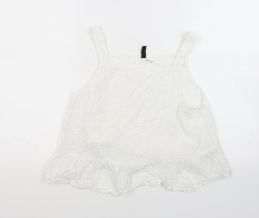 Divided Womens White   Cropped Tank Size 14