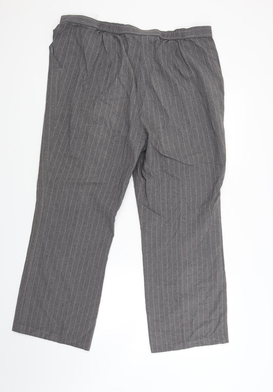 Marks and Spencer Womens Grey Striped  Trousers  Size 18 L27 in
