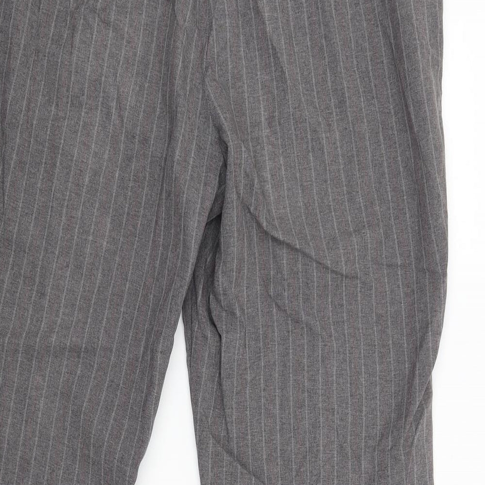 Marks and Spencer Womens Grey Striped  Trousers  Size 18 L27 in
