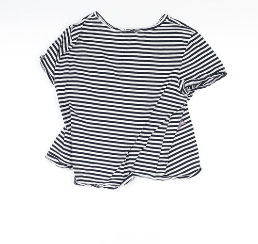 Zara Womens White Striped  Basic T-Shirt Size S