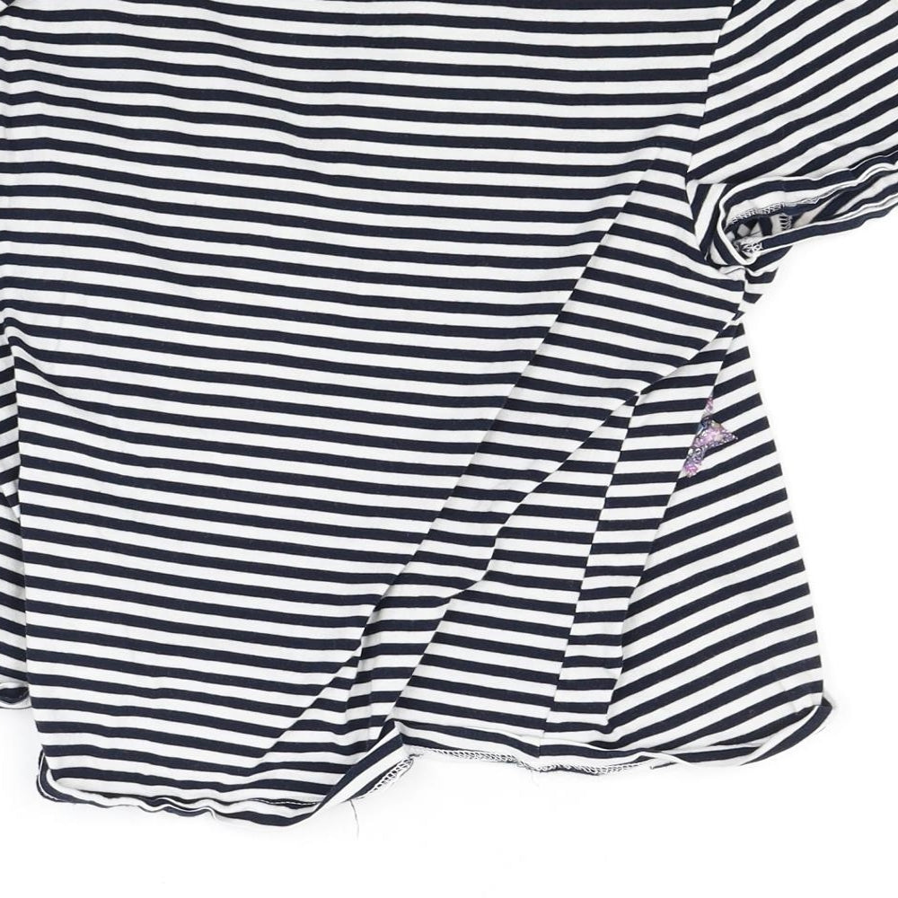Zara Womens White Striped  Basic T-Shirt Size S