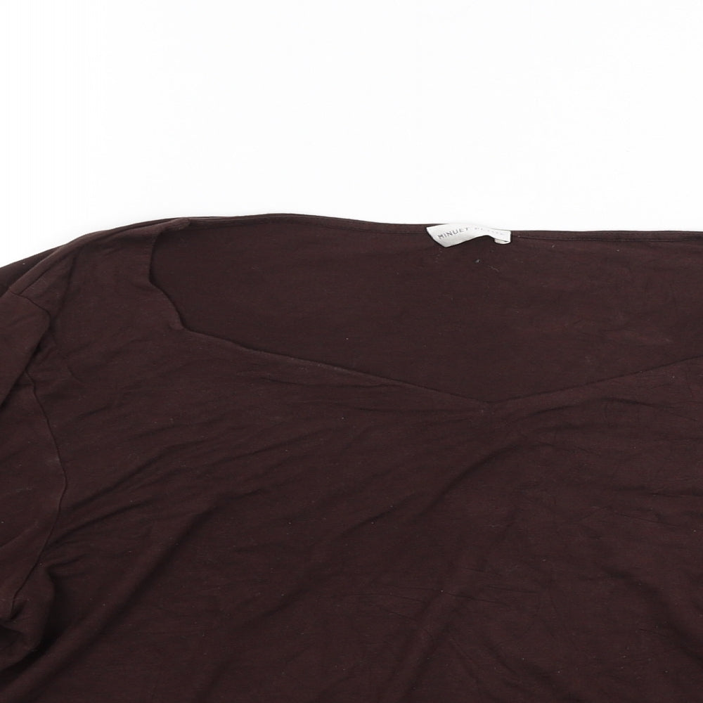 Minuet Womens Brown  Jersey Basic T-Shirt Size L