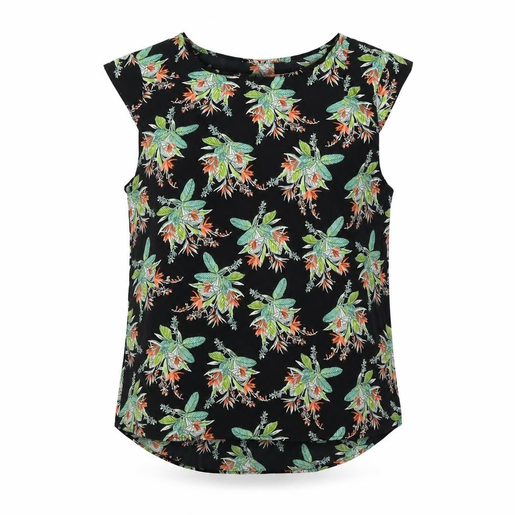 Peacocks  Womens Black Floral  Basic Blouse Size 10