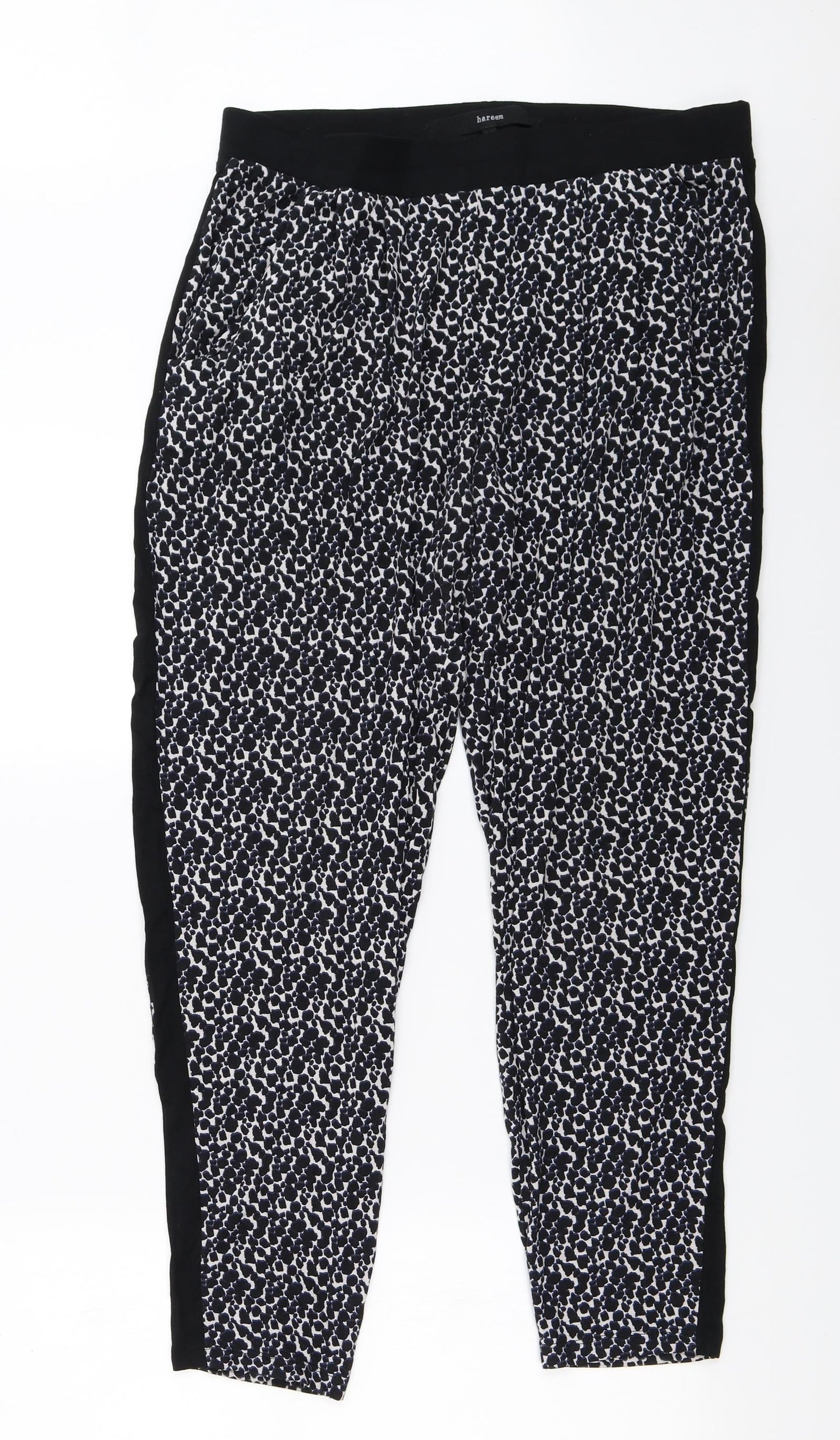 NEXT  Womens Black Animal Print  Trousers  Size 14 L24 in