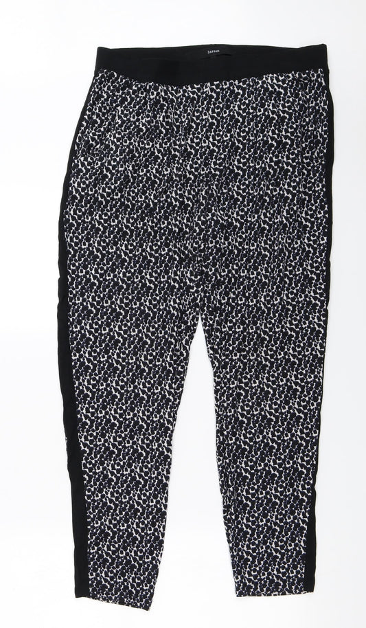 NEXT  Womens Black Animal Print  Trousers  Size 14 L24 in