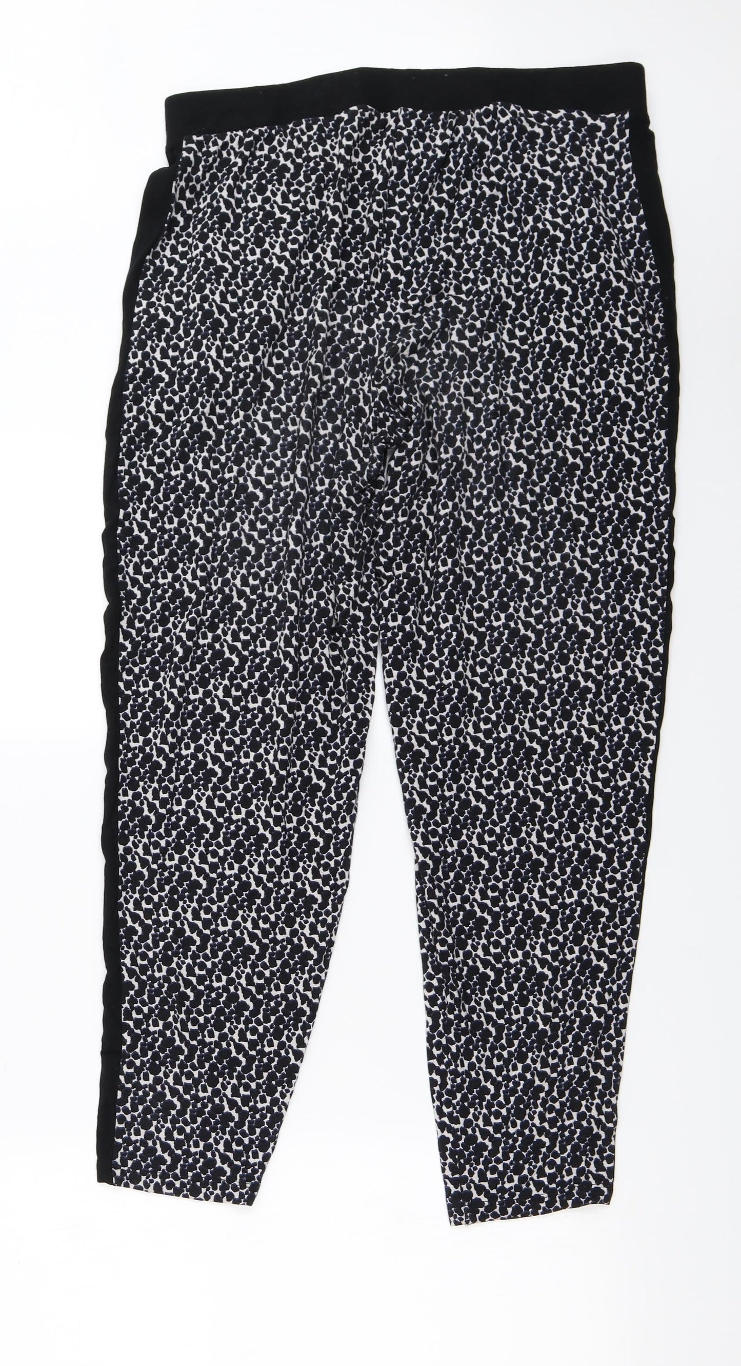 NEXT  Womens Black Animal Print  Trousers  Size 14 L24 in
