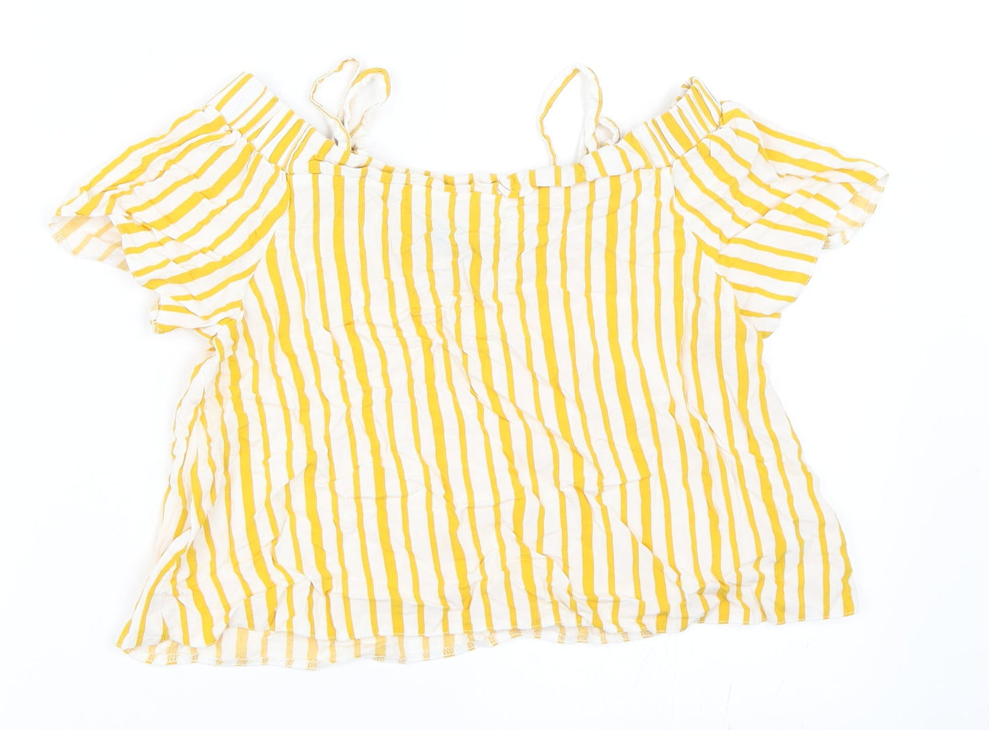 Primark Girls Yellow Striped  Basic Blouse Size 11-12 Years