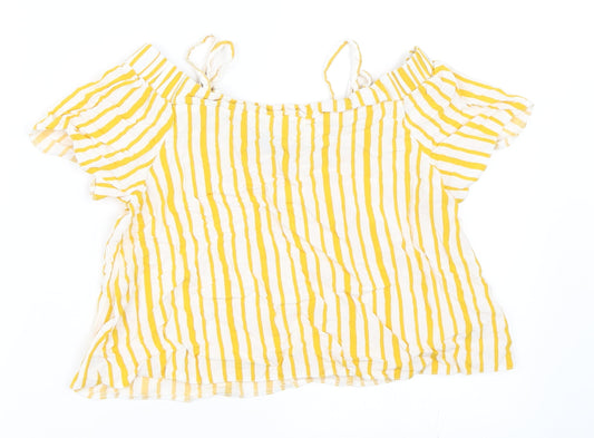 Primark Girls Yellow Striped  Basic Blouse Size 11-12 Years