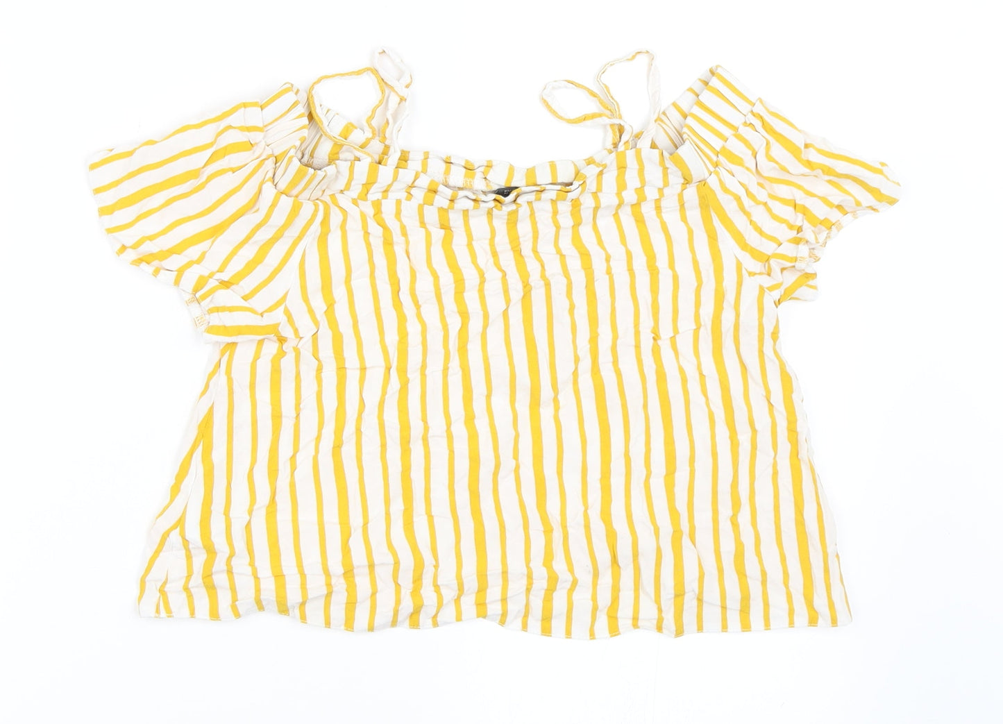 Primark Girls Yellow Striped  Basic Blouse Size 11-12 Years