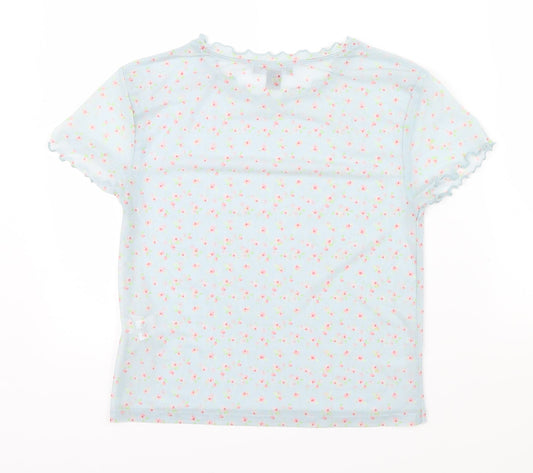 Primark Girls Blue Floral  Basic Casual Size 10 Years  - frill details