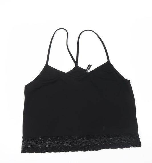 Divided Womens Black   Basic T-Shirt Size L  - lace trim