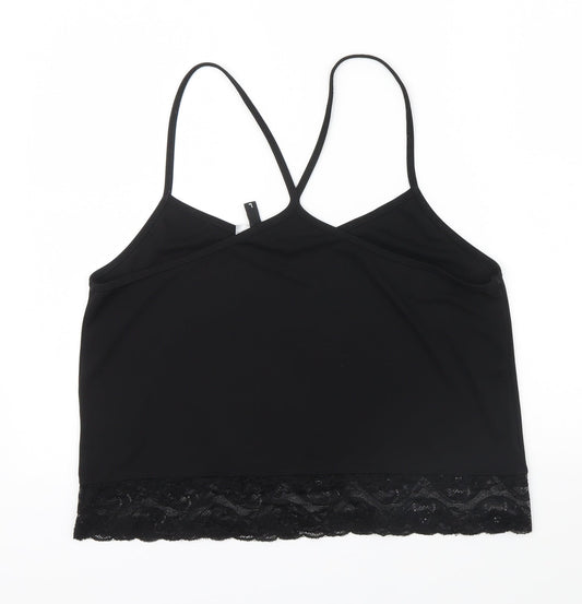 Divided Womens Black   Basic T-Shirt Size L  - lace trim