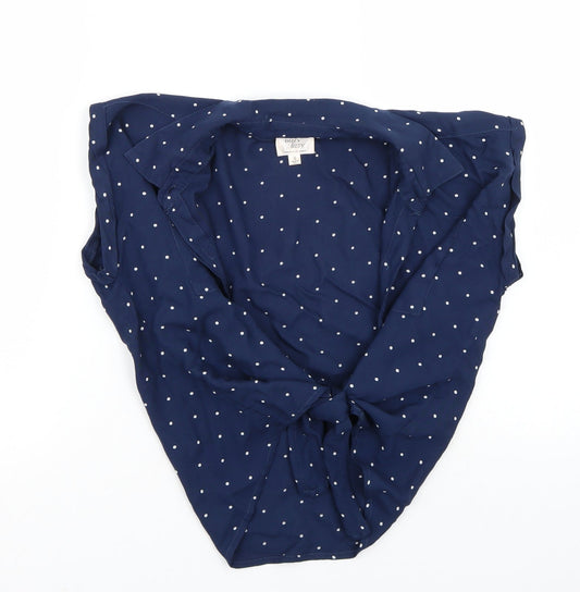 Dizzy lizzy Womens Blue Polka Dot  Basic Button-Up Size S