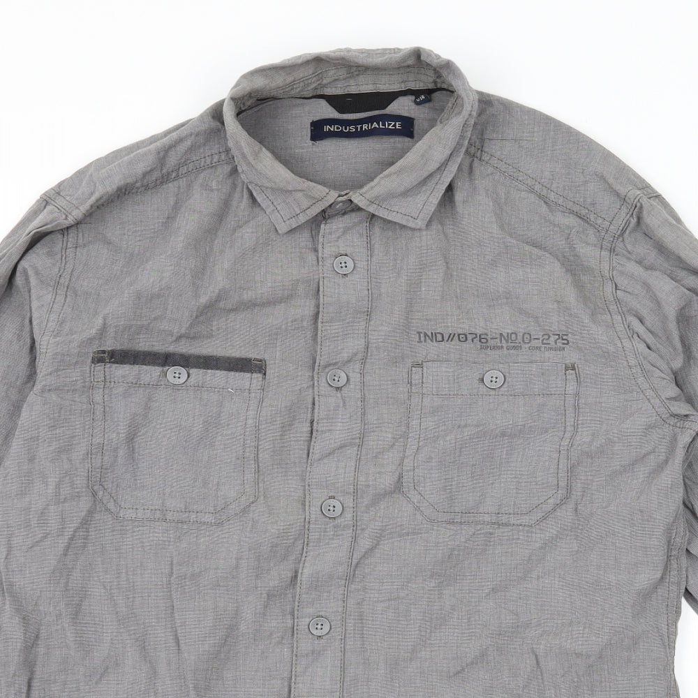 Industrialize Mens Grey    Button-Up Size S