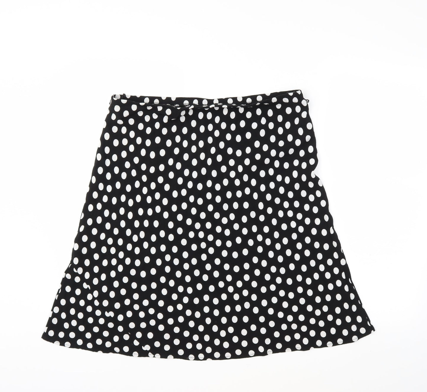 Preworn Womens Black Polka Dot  Flare Skirt Size 34 in