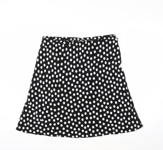 Preworn Womens Black Polka Dot  Flare Skirt Size 34 in