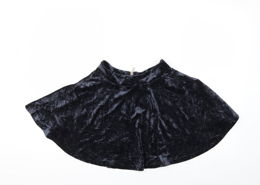 Preworn Womens Blue  Velour Flare Skirt Size 8