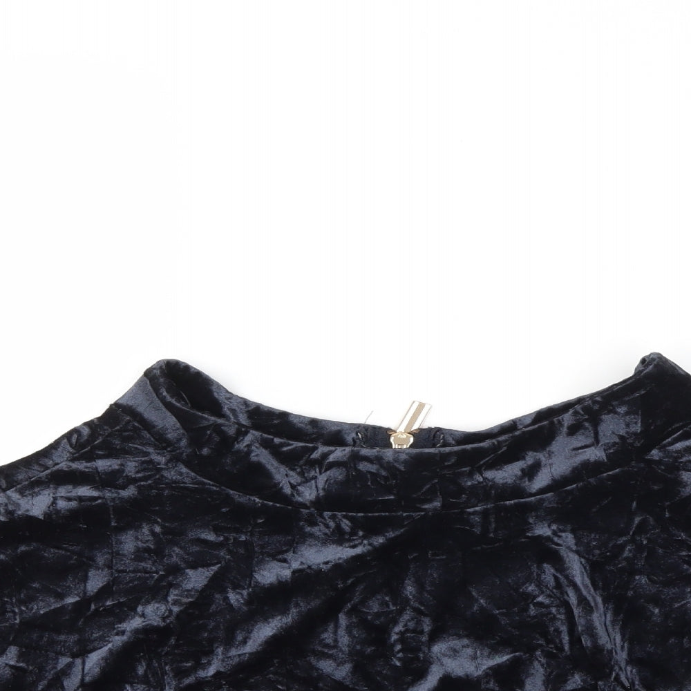 Preworn Womens Blue  Velour Flare Skirt Size 8