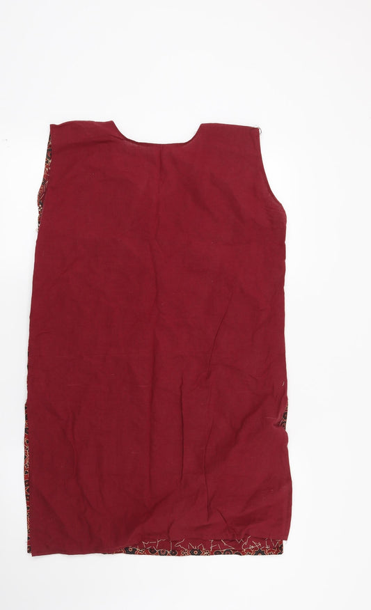 Preworn Womens Red Geometric  Tunic Blouse Size M