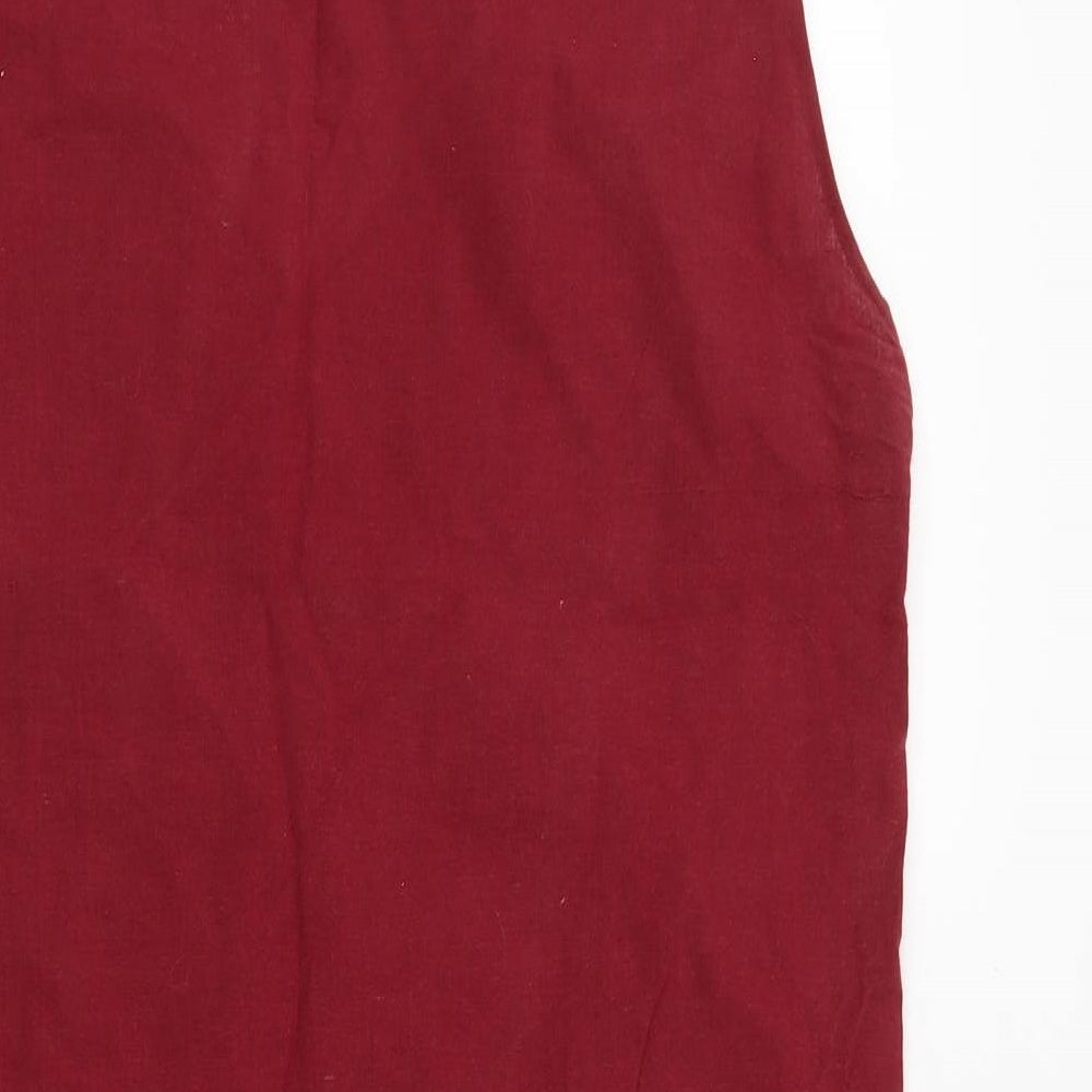 Preworn Womens Red Geometric  Tunic Blouse Size M