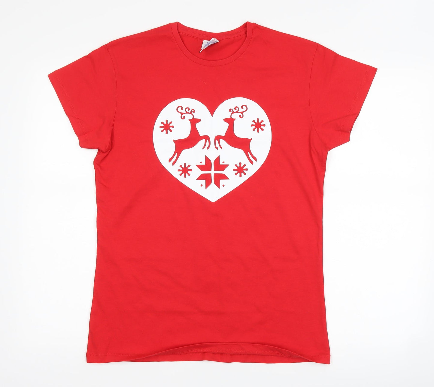 JHK Womens Red   Basic T-Shirt Size 2XL  - Reindeer