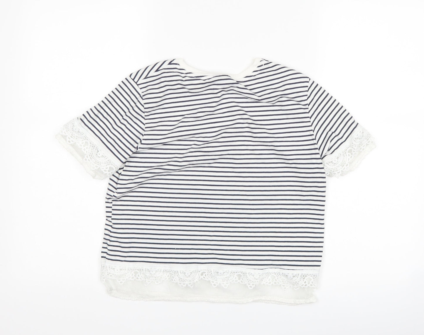 Topshop Womens Blue Striped  Basic T-Shirt Size 8
