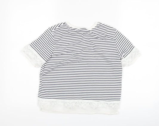 Topshop Womens Blue Striped  Basic T-Shirt Size 8