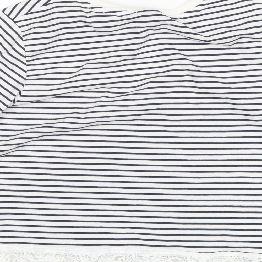 Topshop Womens Blue Striped  Basic T-Shirt Size 8