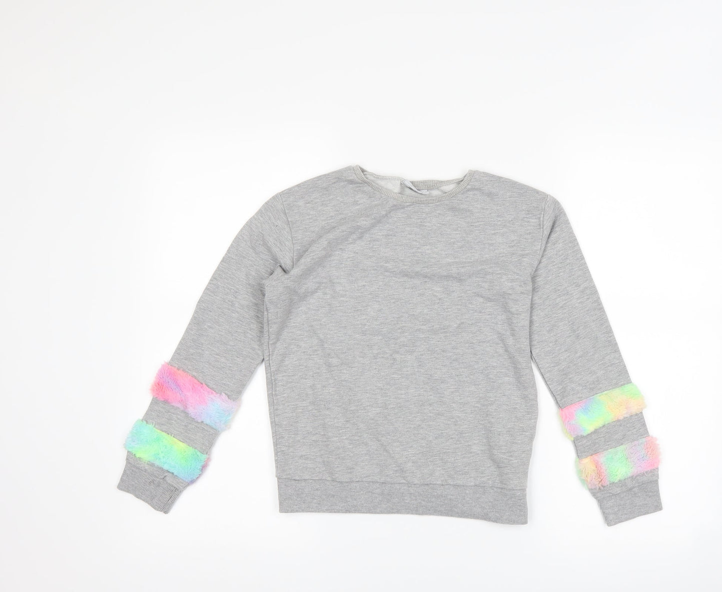 Matalan Girls Grey Striped  Pullover Sweatshirt Size 10 Years