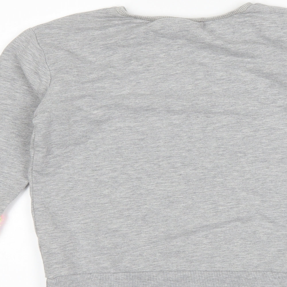 Matalan Girls Grey Striped  Pullover Sweatshirt Size 10 Years