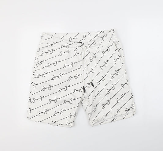 Mennace Womens White Spotted  Sweat Shorts Size M