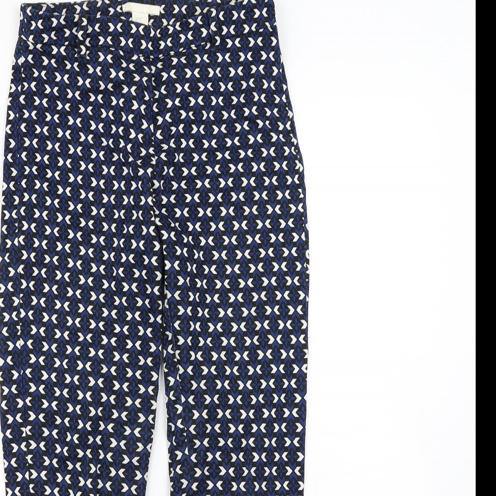 H&M Womens Blue Geometric  Straight Jeans Size 6 L28 in