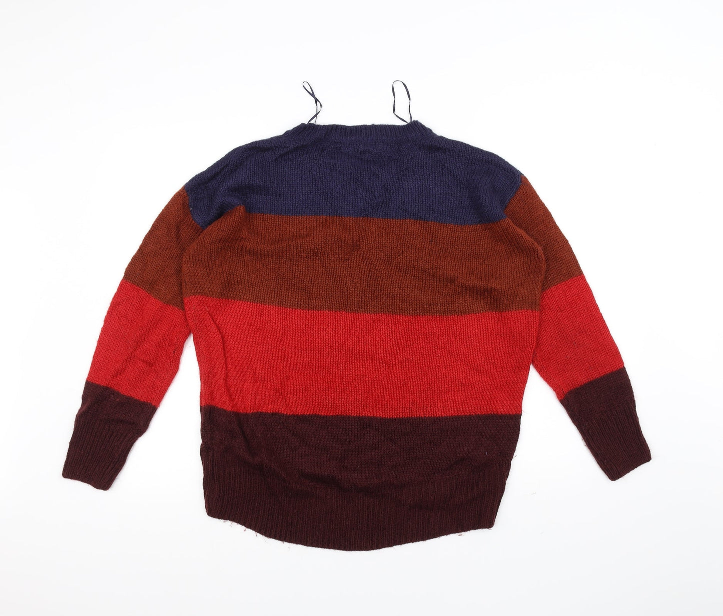 Blue Mens Silver Striped  Pullover Jumper Size M