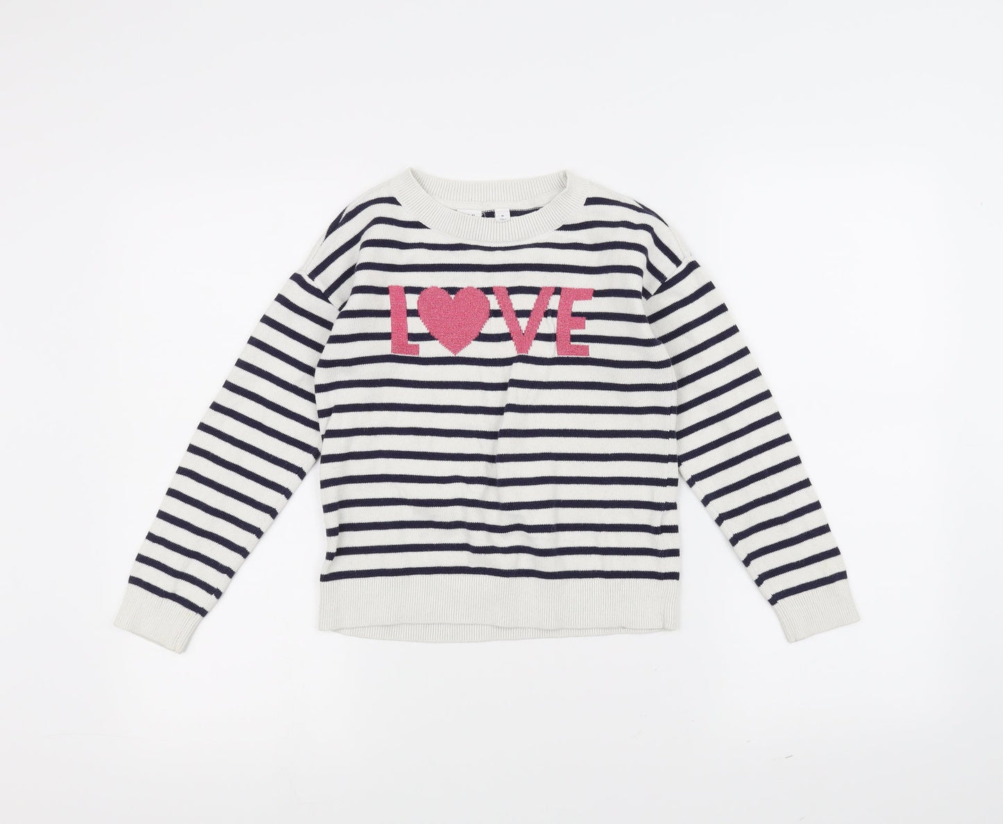 Gap Girls White Striped  Pullover Jumper Size M