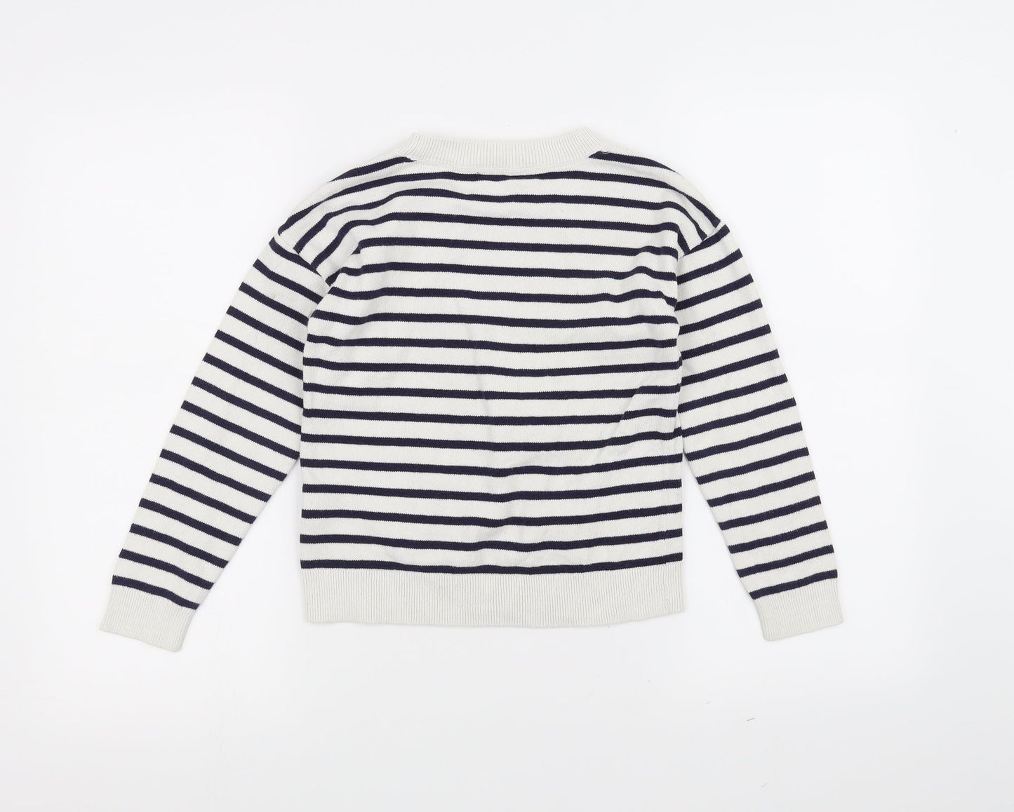 Gap Girls White Striped  Pullover Jumper Size M