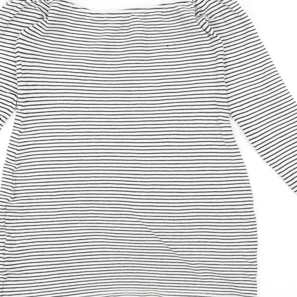 Missguided Womens White Striped  Pullover Jumper Size 10